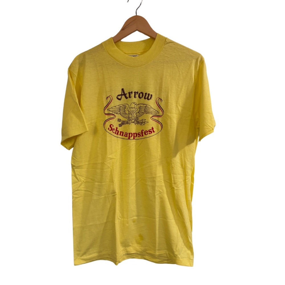 Vintage Hanes Beefy T with Arrow Schnapps Fest graphic
